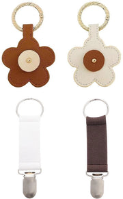Set di vasi per fiori da 2 - Clip magnetica per cappello - Clip elastica per cappello - Materiale pelle/polyester - Colori bianco/marrone - Dimensioni 10,5 x 6,8 cm / 13,5 x 2,5 cm