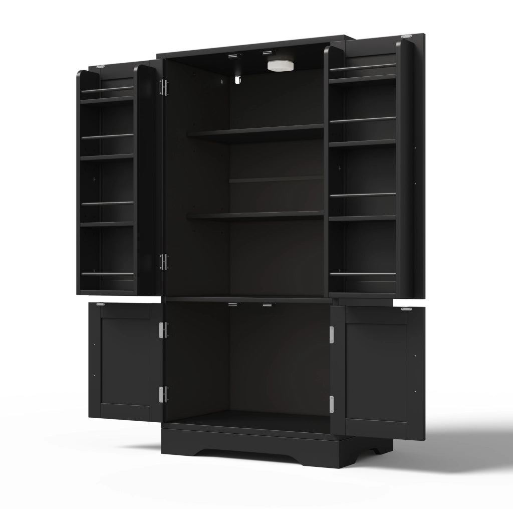 Mobile alto da cucina con luce LED sensore; 120x60x40 cm; in MDF nero