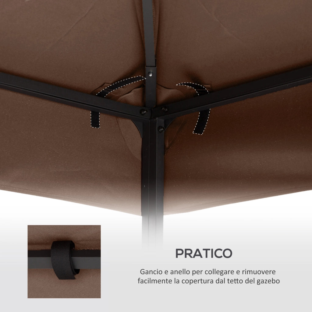 Tetto di Ricambio per Gazebo 3x3m a 2 Livelli e Resistente ai Raggi UV. Caff¨¨