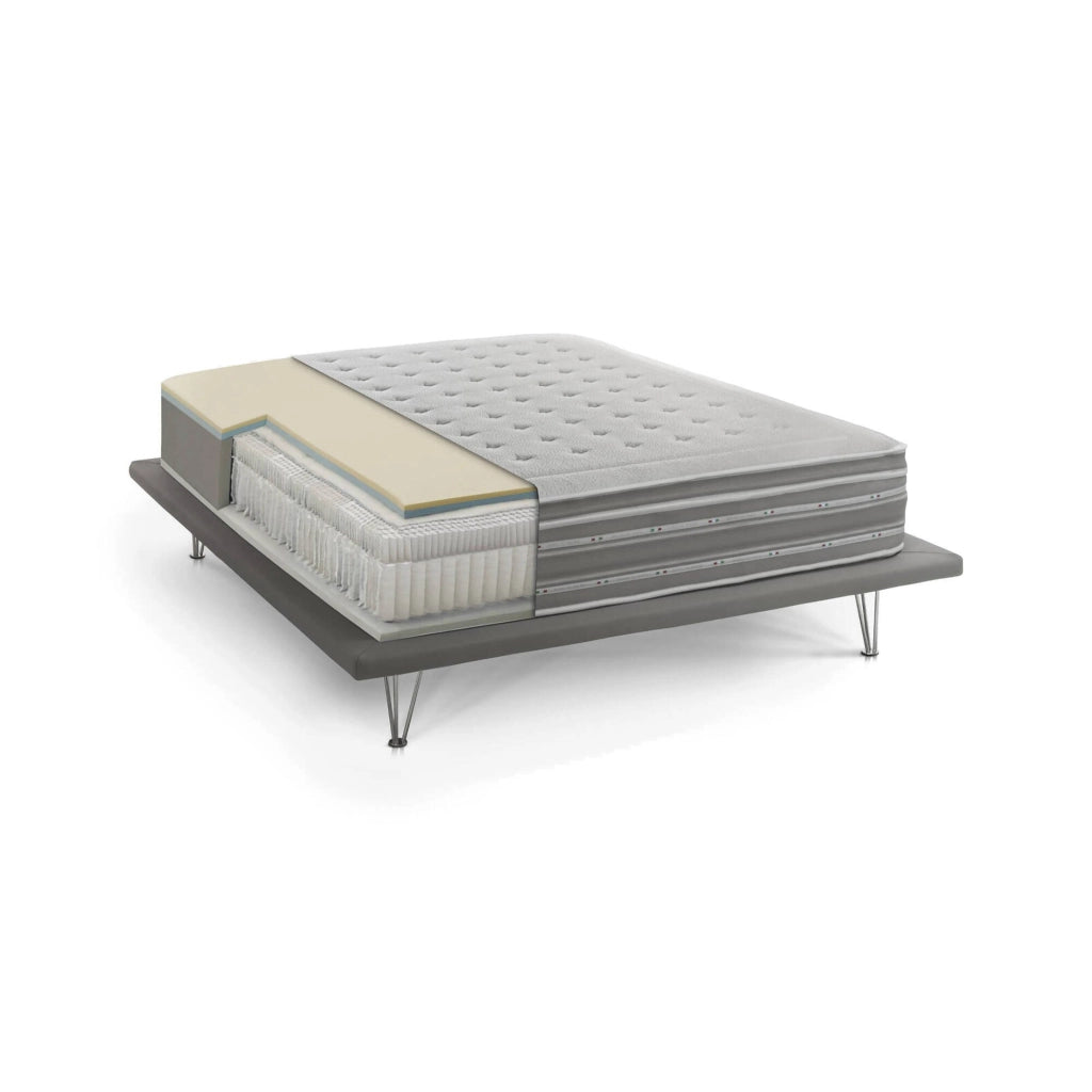 Agliana, Materasso Singolo Sfoderabile Made in Italy, 190x80x37h cm Grigio