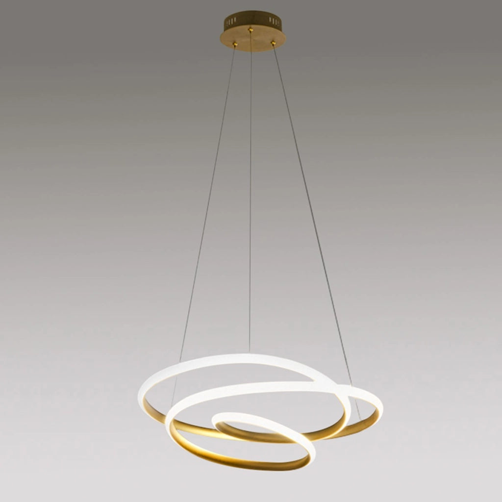 Lampada a sospensione Diva S/S in alluminio Oro Spazzolato, LED 80W 4600lm 3000K, Dimmerabile taglio fase e push - Gea Luce