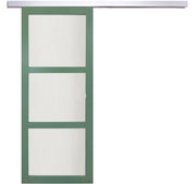 Porta Scorrevole in Vetro Verde H204 x L83 + binario in alluminio senza maniglia