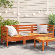 Divano da esterno-Divano da Giardino a 3 Posti Marrone Cera Legno Massello Pino 573421
