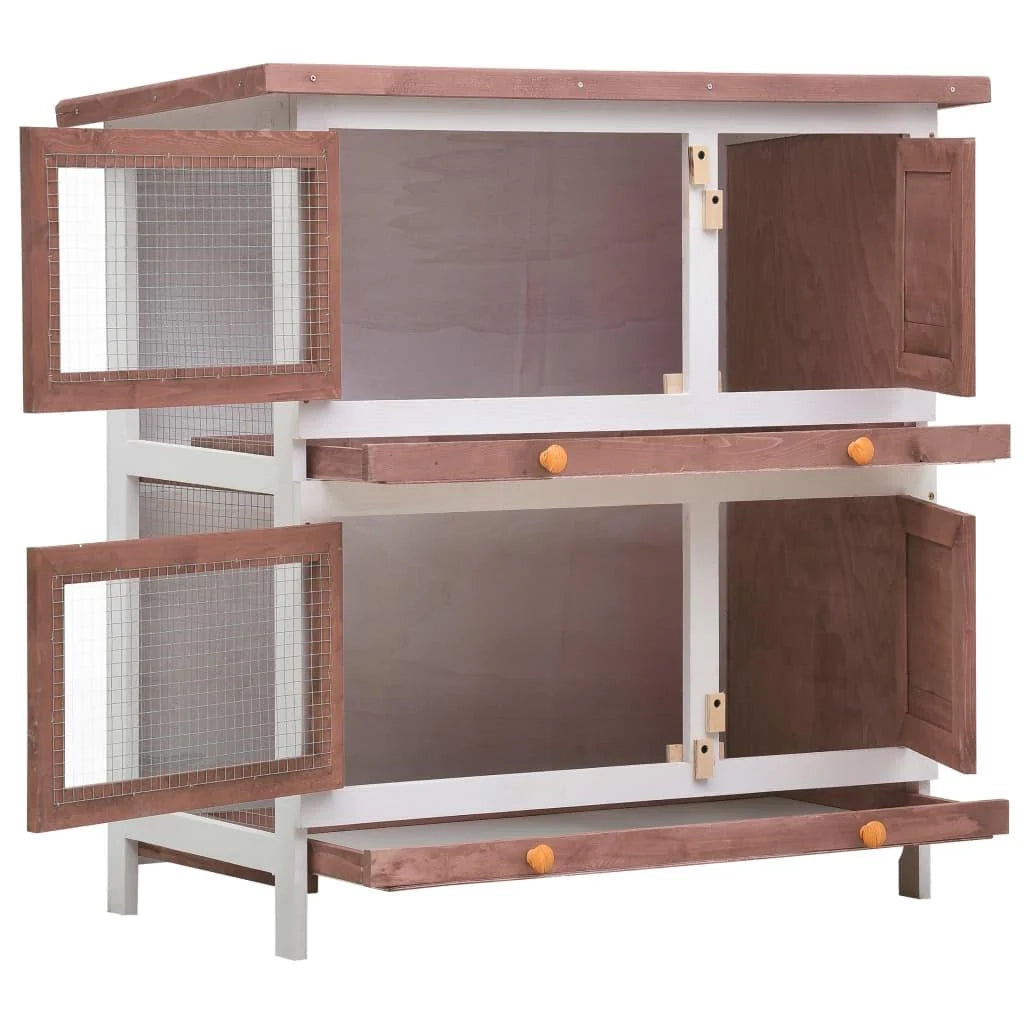 Conigliera da esterno con 4 porte 90 x 45 x 90 cm legno marrone 02_0000593