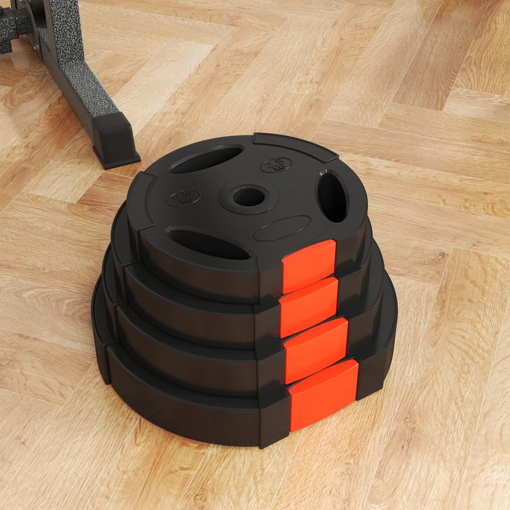 Kit 4 Pesi con 2 Dischi Ø30x5,5 cm da 7,5 kg e 2 Dischi Ø27x4,5 cm da 5 kg in Polipropilene e Sabbia Nero