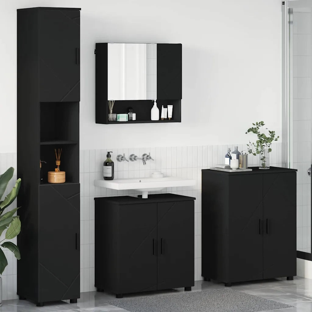 Set di mobili per il bagno Montaggio a parete 4 pcs Nero 3393004
