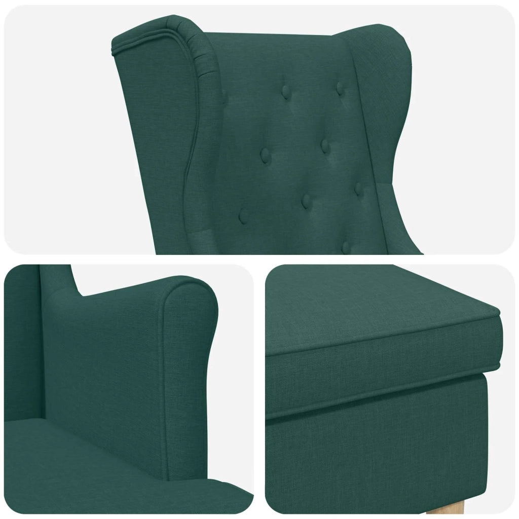 Poltrona con Ottomano 2 pz Verde Scuro Tessuto 3418809