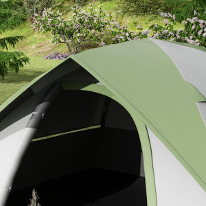 Tenda da Campeggio 2 Posti con Finestra a Rete 210x110x150 cm in Poliestere e Fibra di Vetro Grigio e Verde