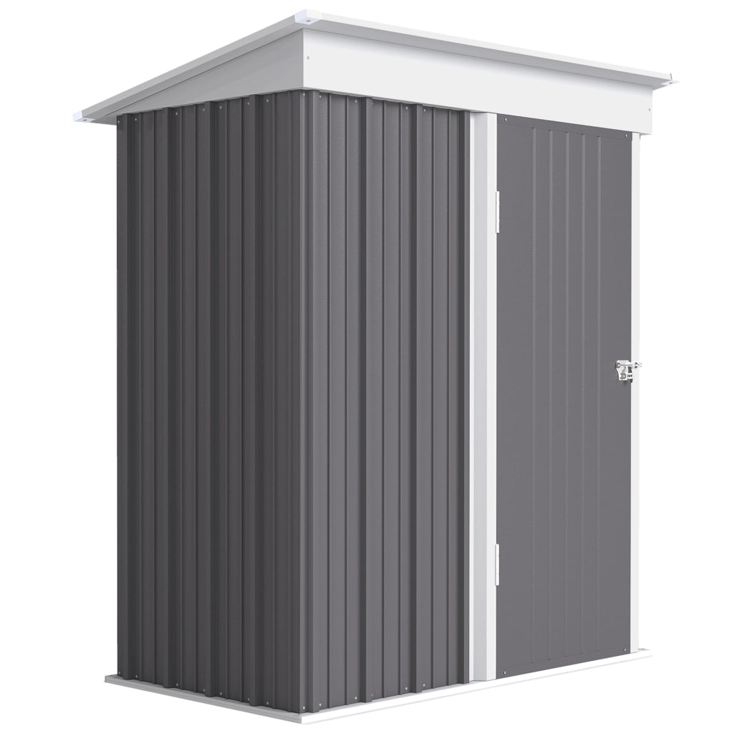 Casetta da Giardino Porta Attrezzi in Acciaio con Porta Bloccabile, 161x95x163/181cm, Grigio