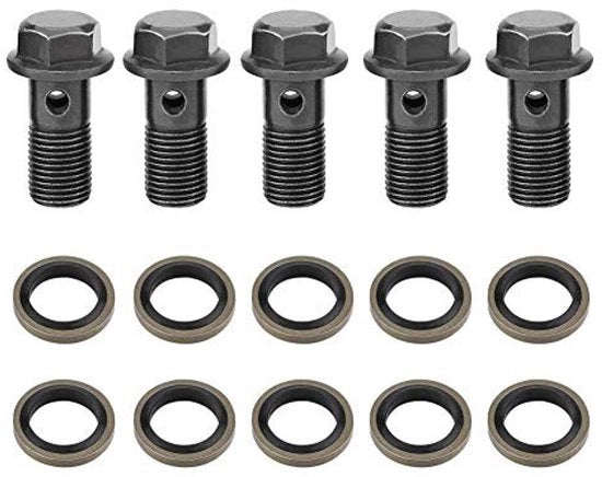 Kit di serraggio a 5 pezzi - M10x1,25 / M10x1,0 mm - Viti a chiusura - Cavi di freno - Alta precisione - Qualità professionale - Cuscinetti di freno