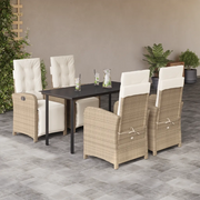 Set da Pranzo da Giardino 5 pz con Cuscini Beige in Polyrattancod mxl 93110