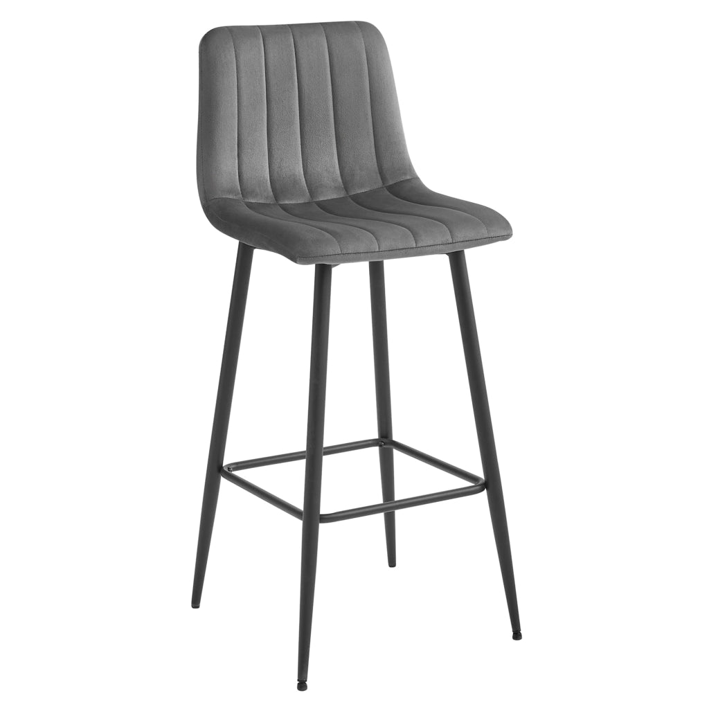Sgabello Valora POZZA in velluto grigio scuro con gambe nere per cucina x3