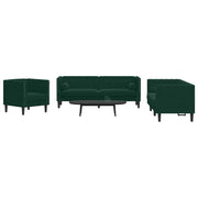 Set Divani Chesterfield 3pz con Cuscini Verde Scuro Velluto 3209283