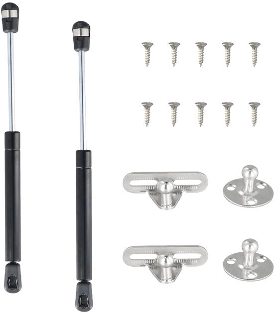 Gasveer 200N - 2 Stuks - Steineria Idraulica per Armadio - Nero - Massimo Carico 20 kg - Steineria a Gas