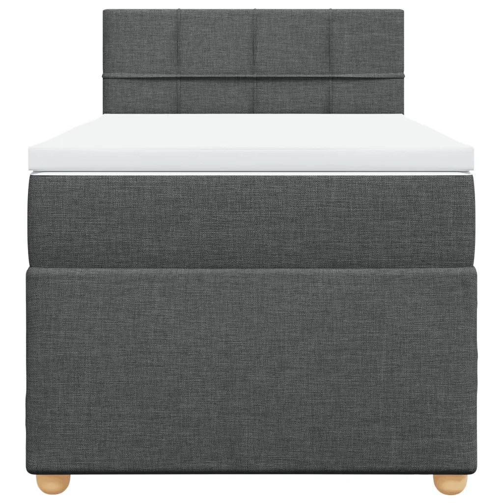 Giroletto a Molle con Materasso Grigio Scuro 100x200 cm Tessuto
