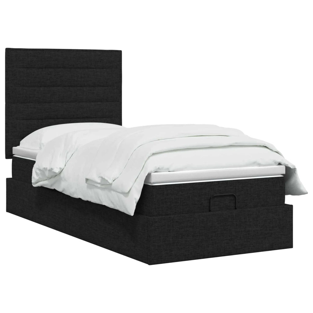 Letto Ottomano con Materasso e LED Nero 90 x 200 cm Tessuto 3457960