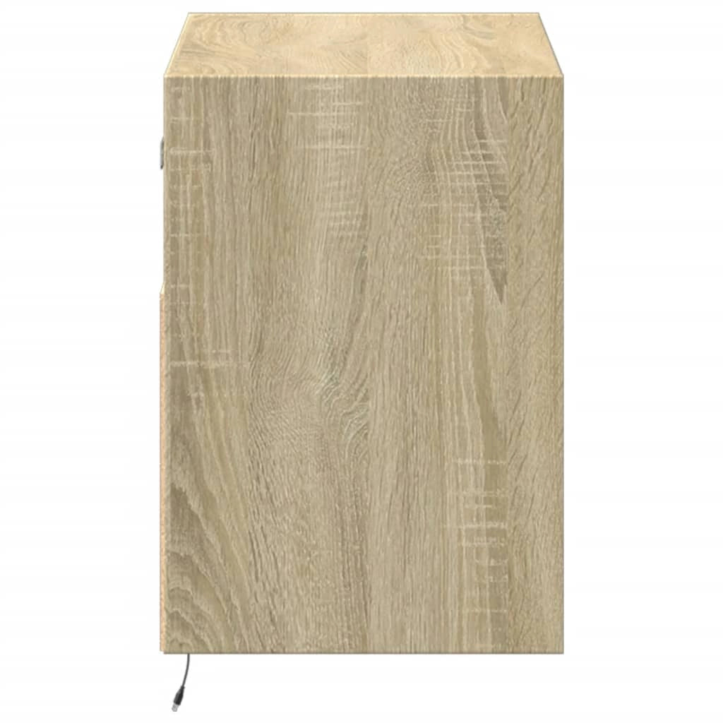 Mobile TV multimediale mensola TV credenza mobile TV sala da pranzo soggiorno parete attrezzata per camera da letto con luci LED rovere Sonoma 80 x 31 x 45 cm marrone 02_0028028