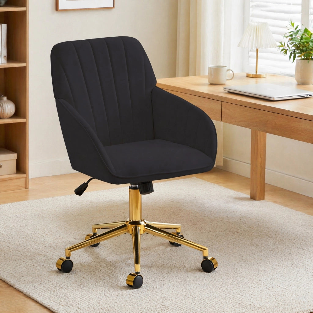 SEDIA girevole regolabile 50-59 cm in velluto nero