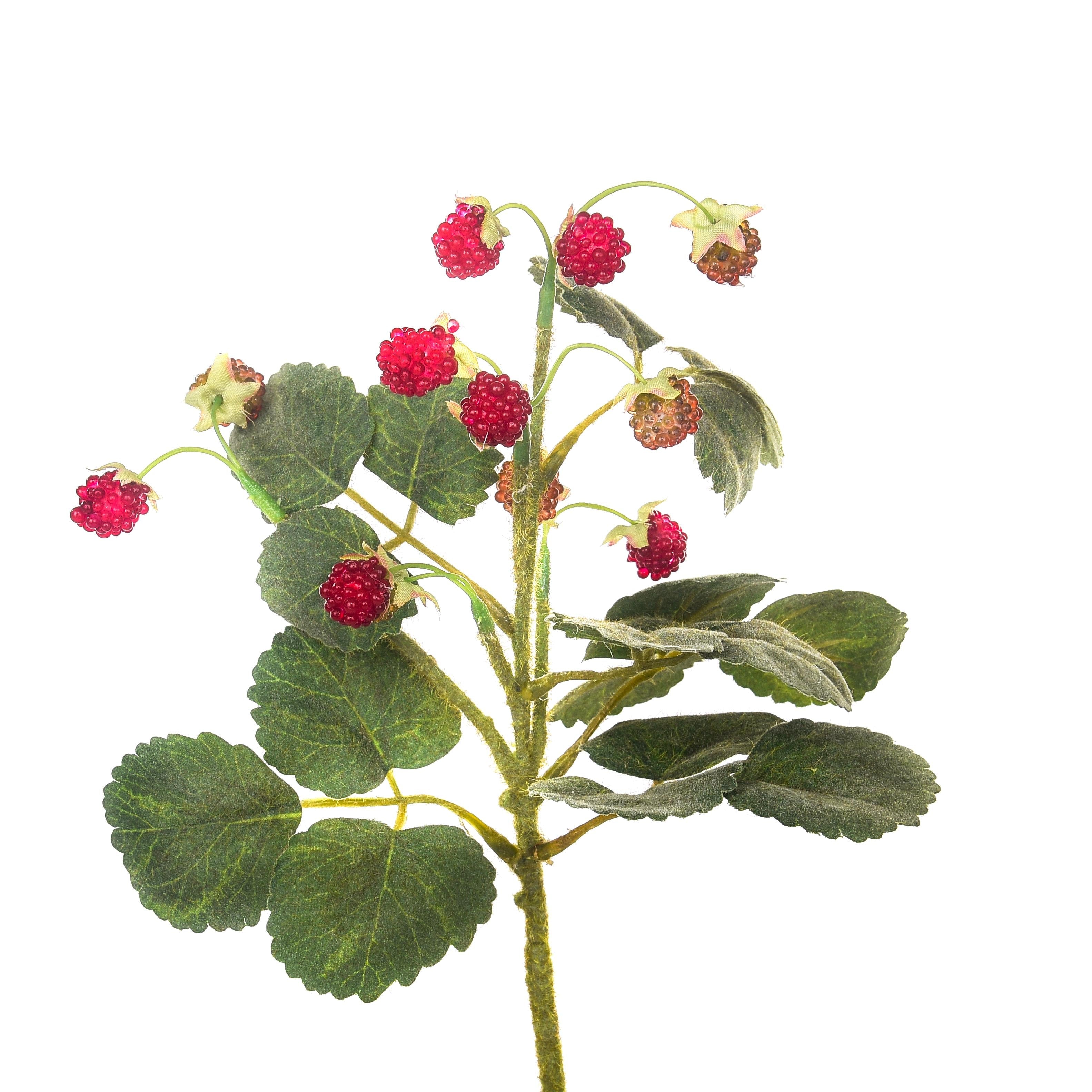 Set 4 Rami Artificiali con Fragoline di Bosco a 3 Diramazioni H 29 cm