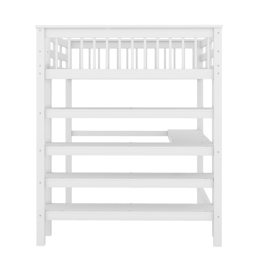 Letto a soppalco 140x200 con scrivania e scaffali, bianco
