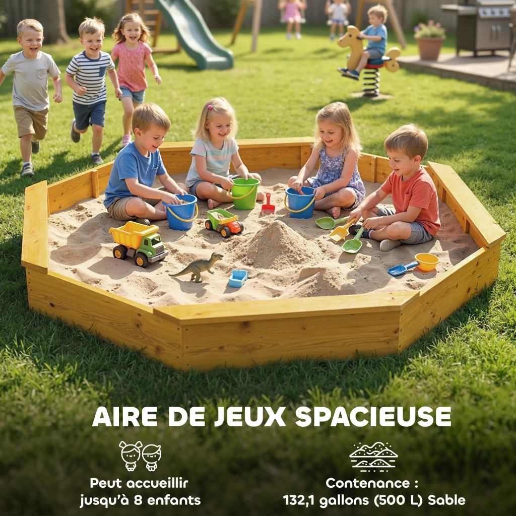 Sandbox in legno con tettoia e panche ¨C zephmum ¨C giallo, 4 posti