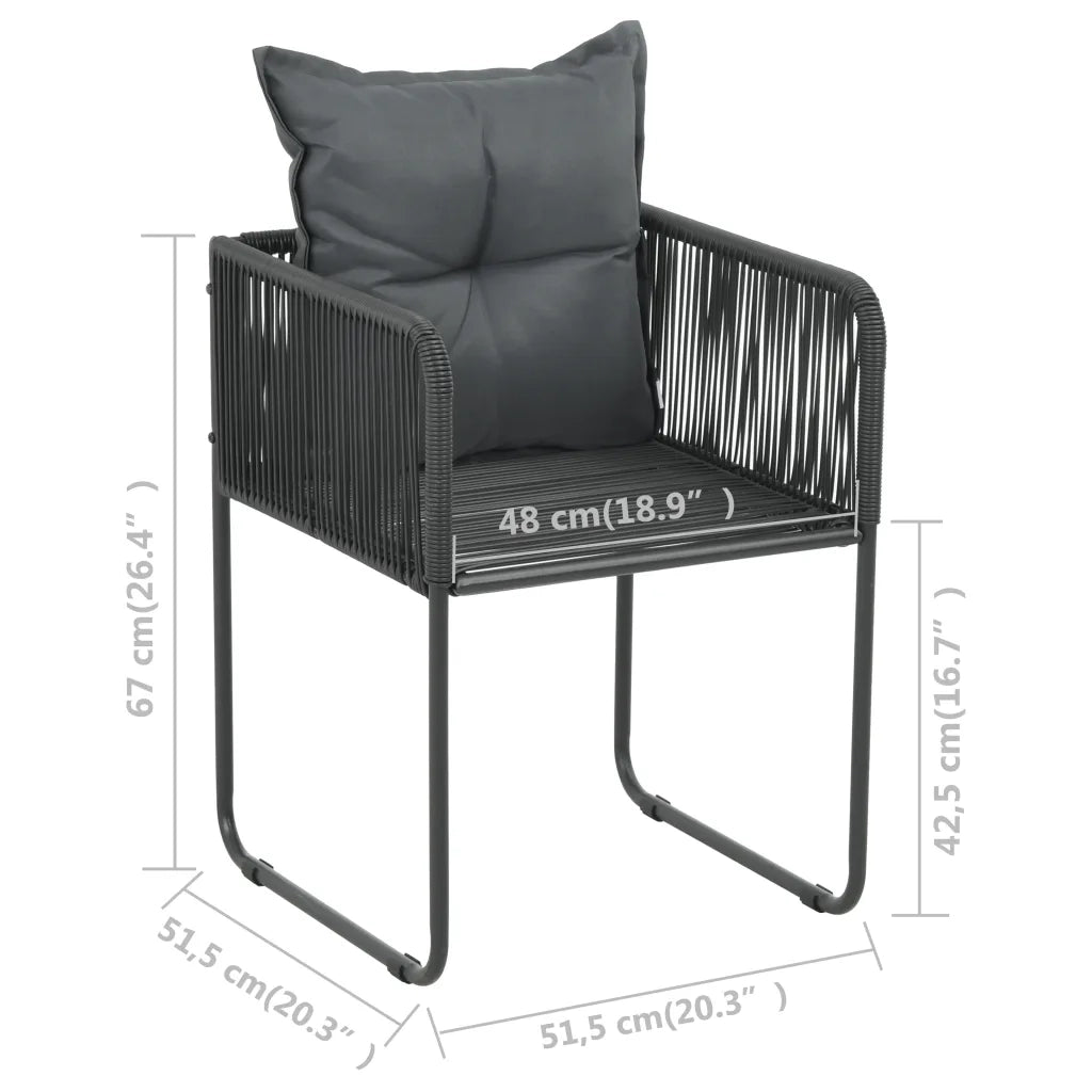 Set da Pranzo da Giardino 3 pz in Rattan PVC Nero 3060094
