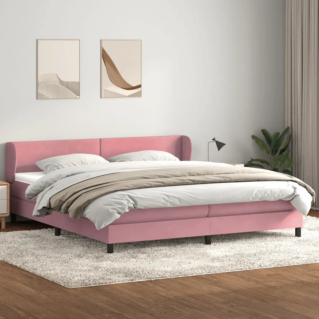 Giroletto a Molle con Materassi Rosa 180x210 cm in Velluto 3317372