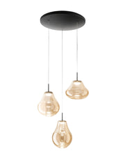 Lampada a Sospensione Deva Ø500mm 42W LED 4530lm CCT 2700K/3000K/4000K Dimmerabile Struttura Metallo e Vetro Borosilicato Ambra - Deva