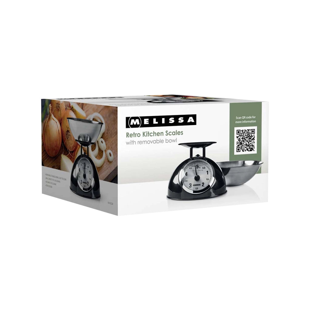 Bilancia da Cucina Retrò Analogica con Ciotola Inox 5Kg Max Nero MELISSA