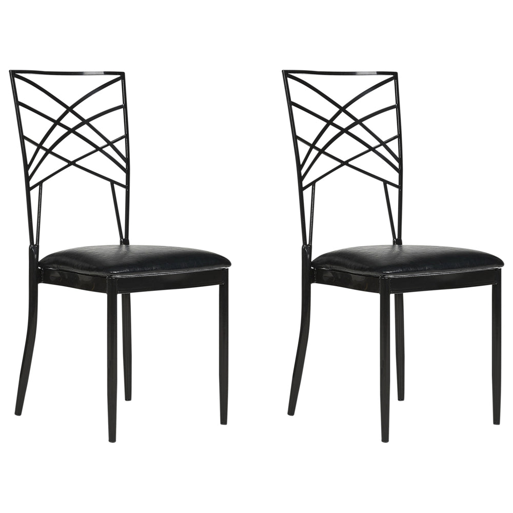 Set di 2 sedie da pranzo in metallo nero ecopelle bianca imbottitura del sedile con industriale stile glam