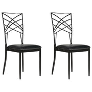 Set di 2 sedie da pranzo in metallo nero ecopelle bianca imbottitura del sedile con industriale stile glam