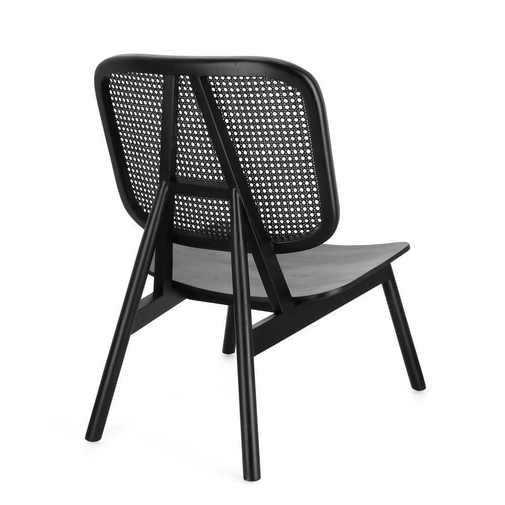 Poltrona Lounge in Legno Teak con Schienale in Rattan Intrecciato - ELOISE