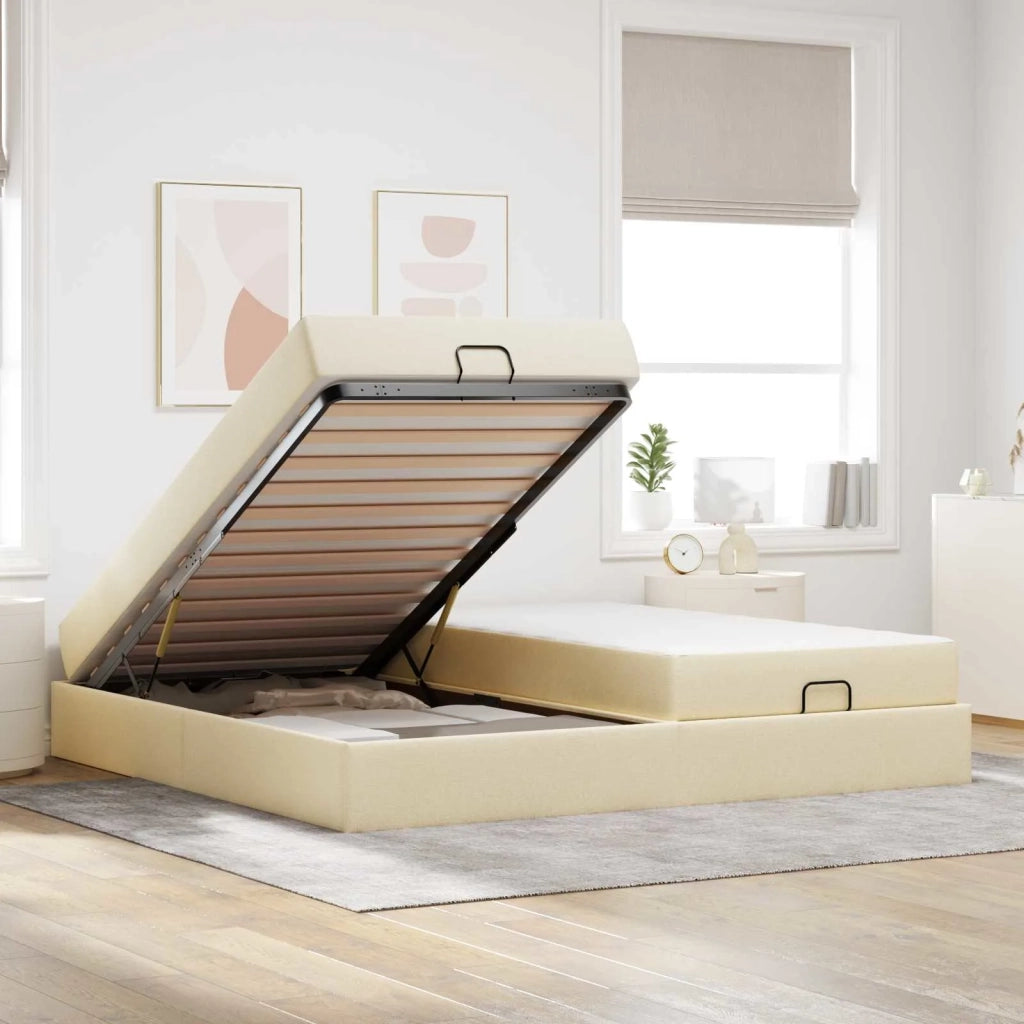 Struttura letto con materasso con materasso 2 pcs Crema Tessuto 3399520