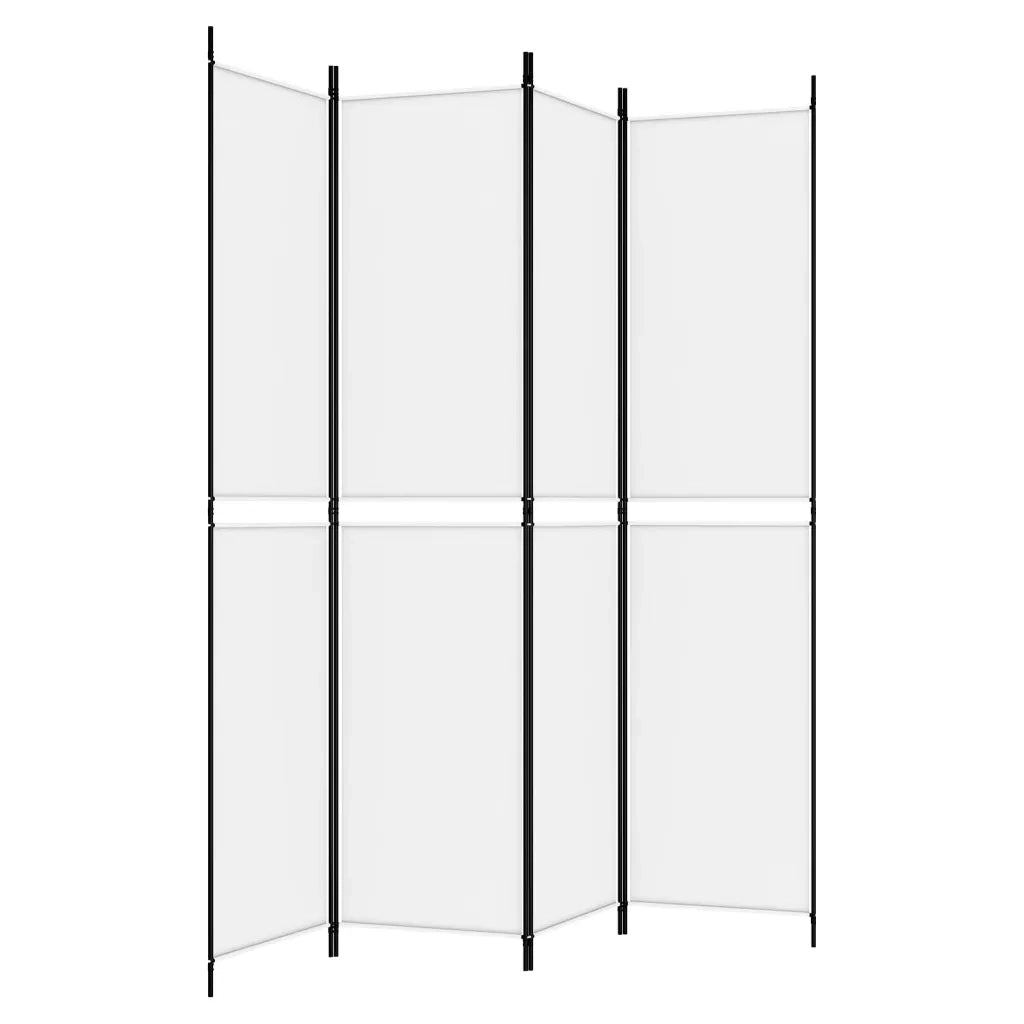 Divisorio Ambienti | Divider per stanze | Paravento a 4 Pannelli Bianco 200x220 cm Tessuto