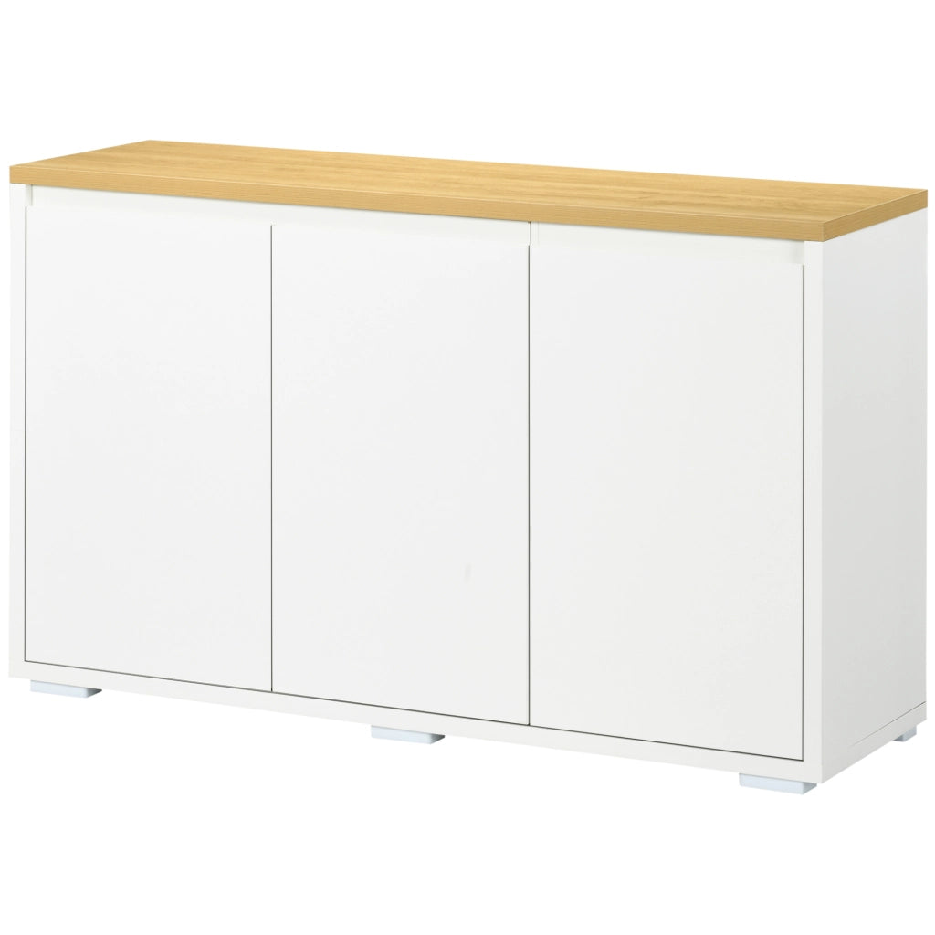 Cassettiera 2 Livelli con Ripiano Regolabile ¨C zephmum ¨C Bianco e Color Legno 120x37x75cm