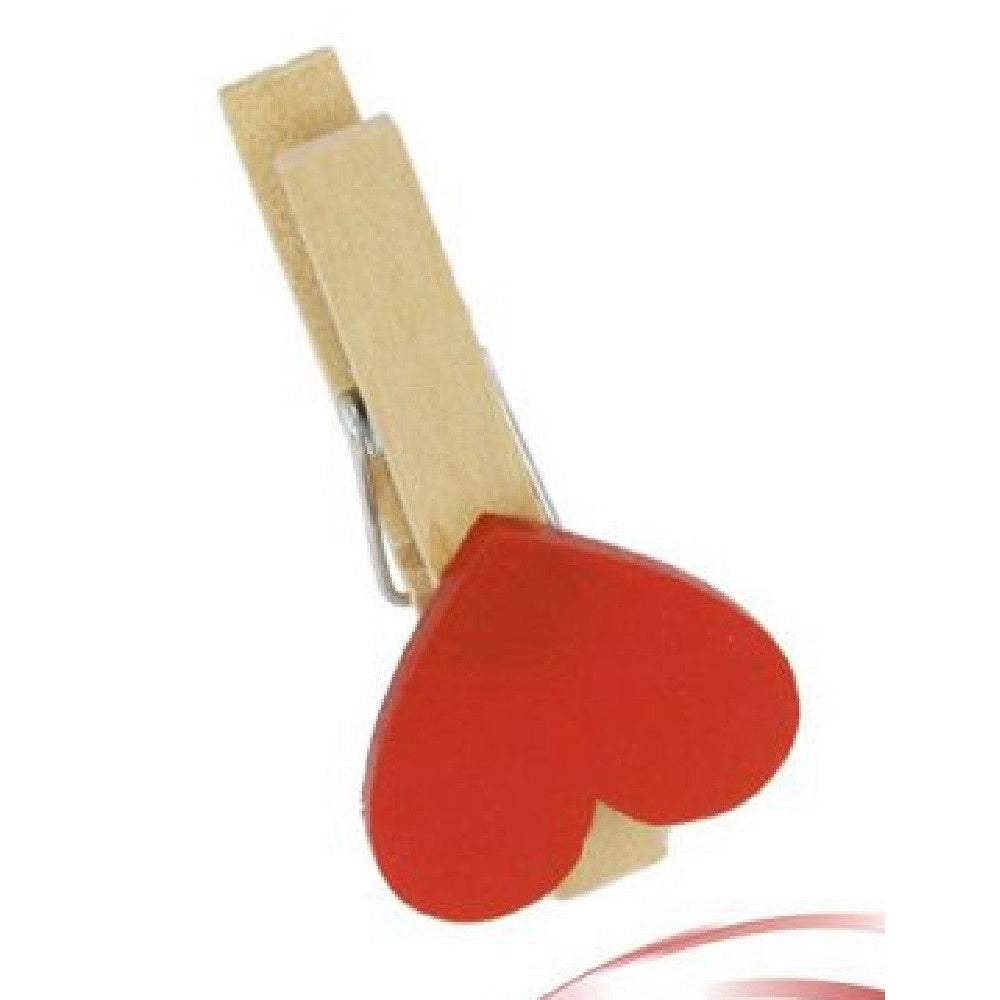 Trade Shop - Set 16 Pz Mollettine Di Legno Con Cuore Rosso San Valentino Vari Modelli 92317 -