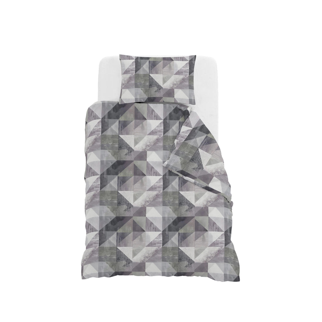 Copripiumino Singolo con Stampa sul Sacco e Federa Linea River Sepik Grey