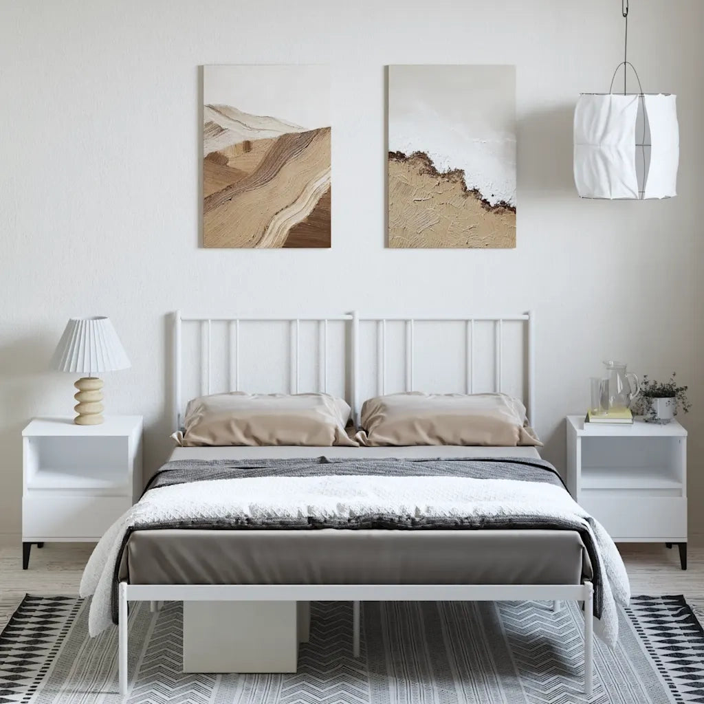 Giroletto con Testiera-Struttura Letto con testiera Metallo Bianco 135x190 cm 929871