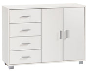 Madia 2 Ante 4 Cassetti 116x86x41 cm Bianco Fiammato