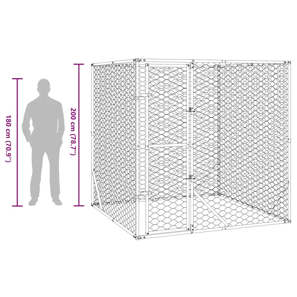 Cuccia per Cani da Esterno Argento 2x2x2 m Acciaio Zincato CFW5263725
