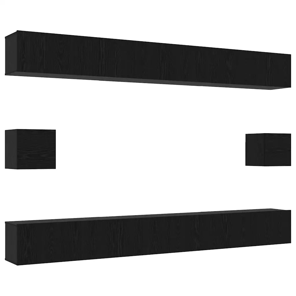Set mobile TV 8 pcs Rovere Nero Legno multistrato 3332586