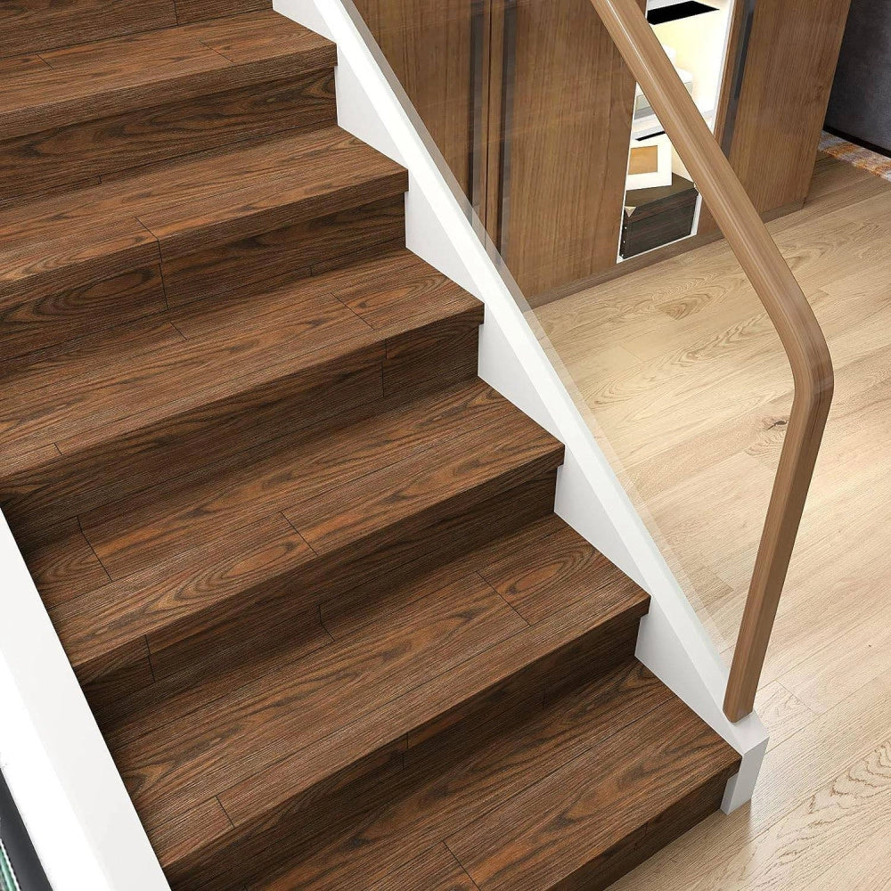Trade Shop - Pavimento Finto Parquet Effetto Legno Piastrelle Adesive 15x90cm Spessore 6mm -
