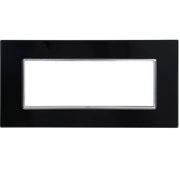 Trade Shop - Placca Cristal 3m 4m 6m Nero Effetto Vetro Compatibile Con Bticino Axolute -  -6 Fori     -