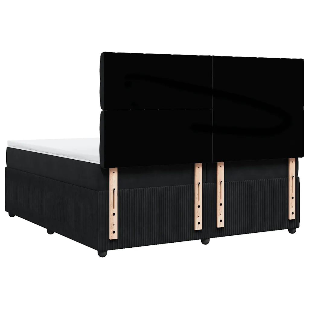 Giroletto a Molle con Materasso Nero 200x200 cm in Velluto 3294738