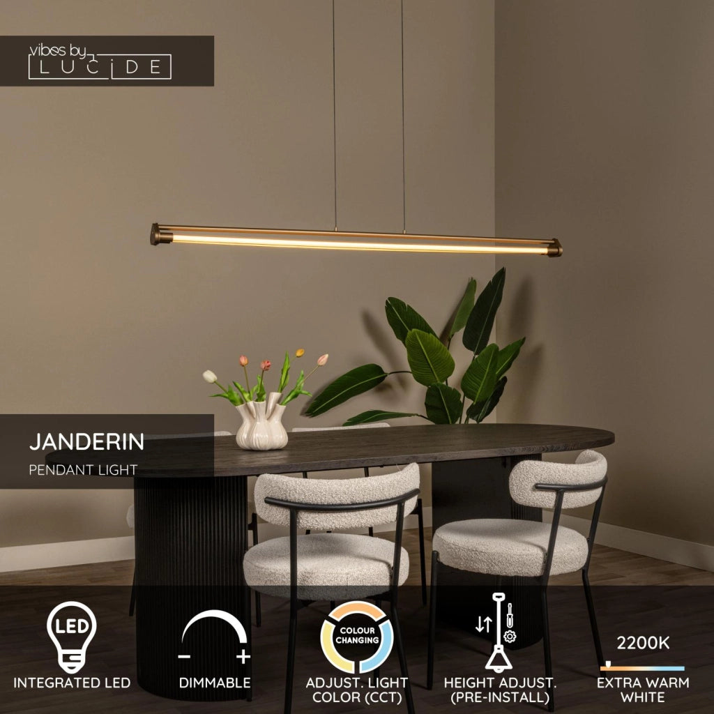 Lampada sospesa JANDERIN LED 2 tubi champagne Lucide