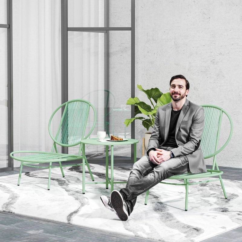 Set Bistrot 3 Pezzi da Giardino ¨C MINIMAL ¨C Verde, Acciaio, Tavolo + 2 Sedie da Balcone