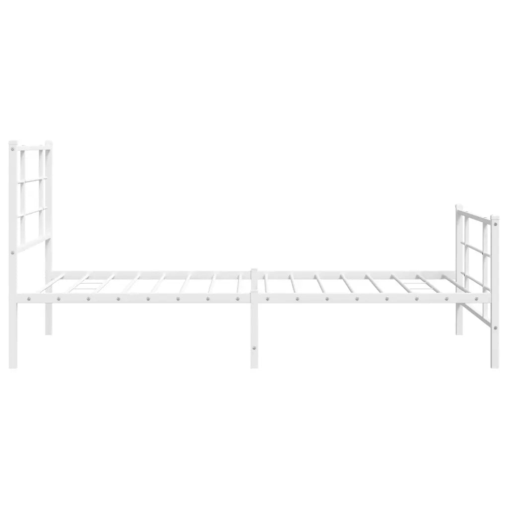Giroletto con Testiera e Pediera Metallo Bianco 100x200 cm 355623