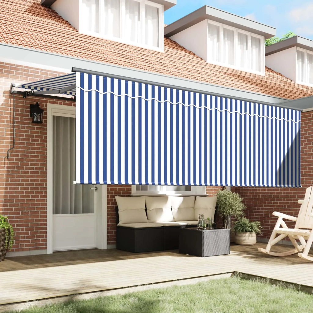 Tenda da Sole | Tenda Retrattile Blu e Bianco 400 x 200 cm