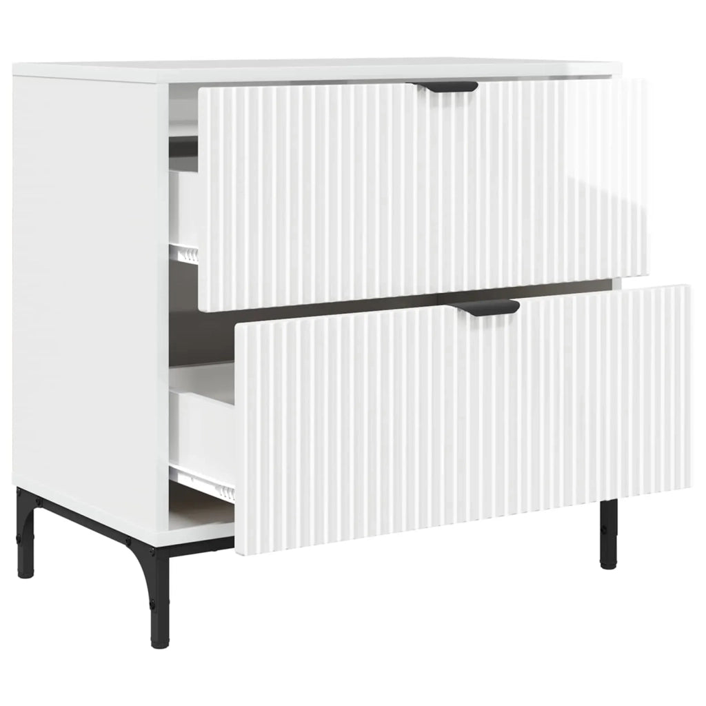 Comodino Bianco lucido 63.5 x 36 x 61 cm Legno multistrato 883468