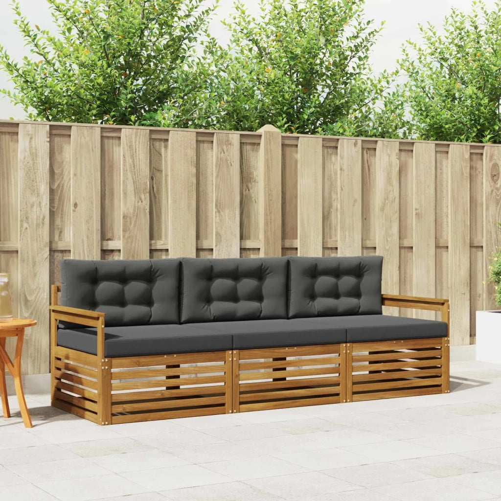 Set di divani da esterno con cuscino 3 pcs Naturale e Antracite